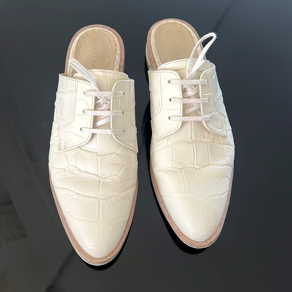 Freda Salvador Soul Croc Leather Loafer Mule